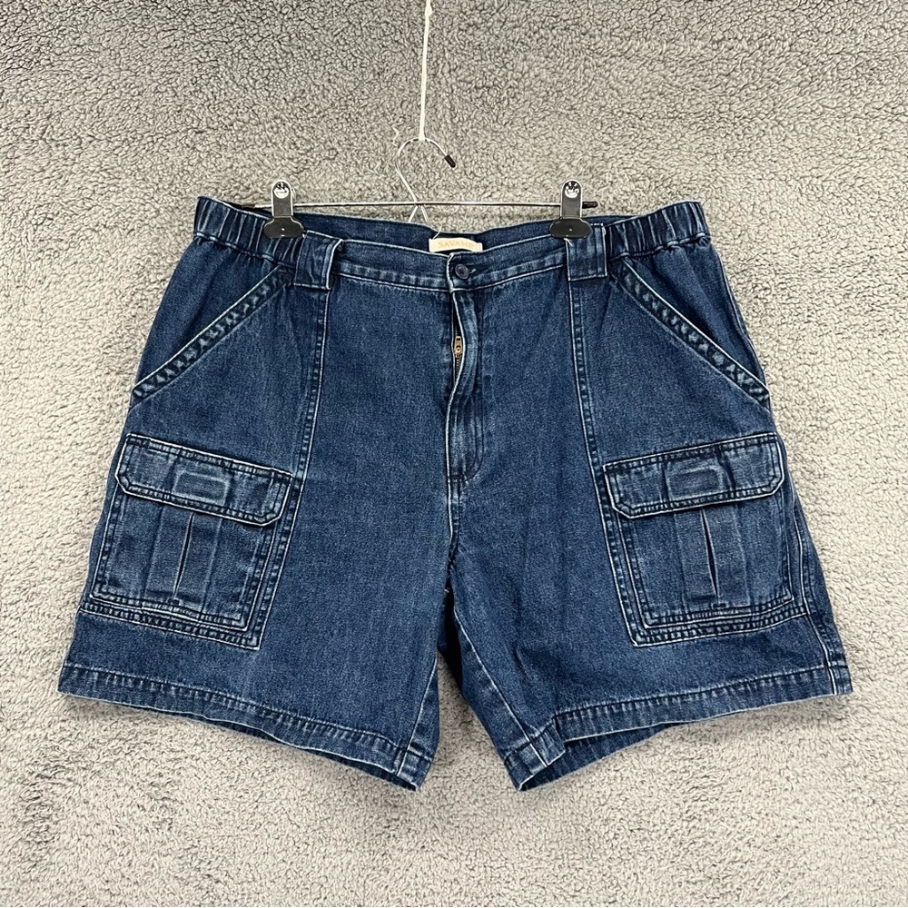 Savane Jean Cargo Shorts Denim 7" Inseam Blue Men Siz… Gem